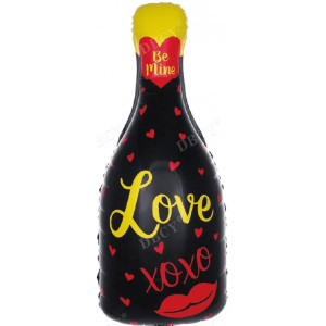 Шар Бутылка шампанского "Love", Черный